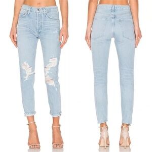 AGOLDE Jamie High Rise Classic Denim Jeans Ever More Distressed Straight Size 24